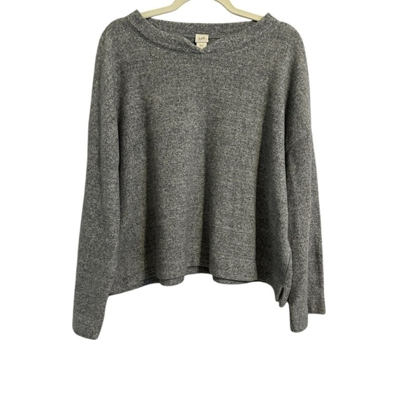 J Jill Oversized Cropped Fuzzy Cozy Sweater Gray Grey Size XLP Minimalist Soft - Picture 5 of 9